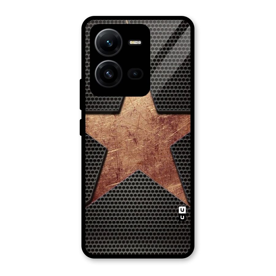 Rugged Gold Star Glass Back Case for Vivo V25