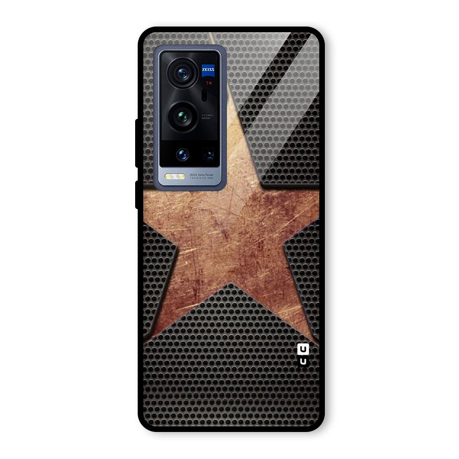 Rugged Gold Star Glass Back Case for Vivo X60 Pro Plus