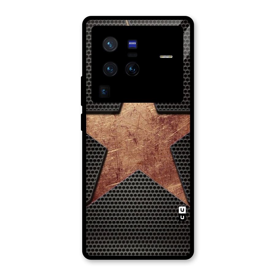 Rugged Gold Star Glass Back Case for Vivo X80 Pro