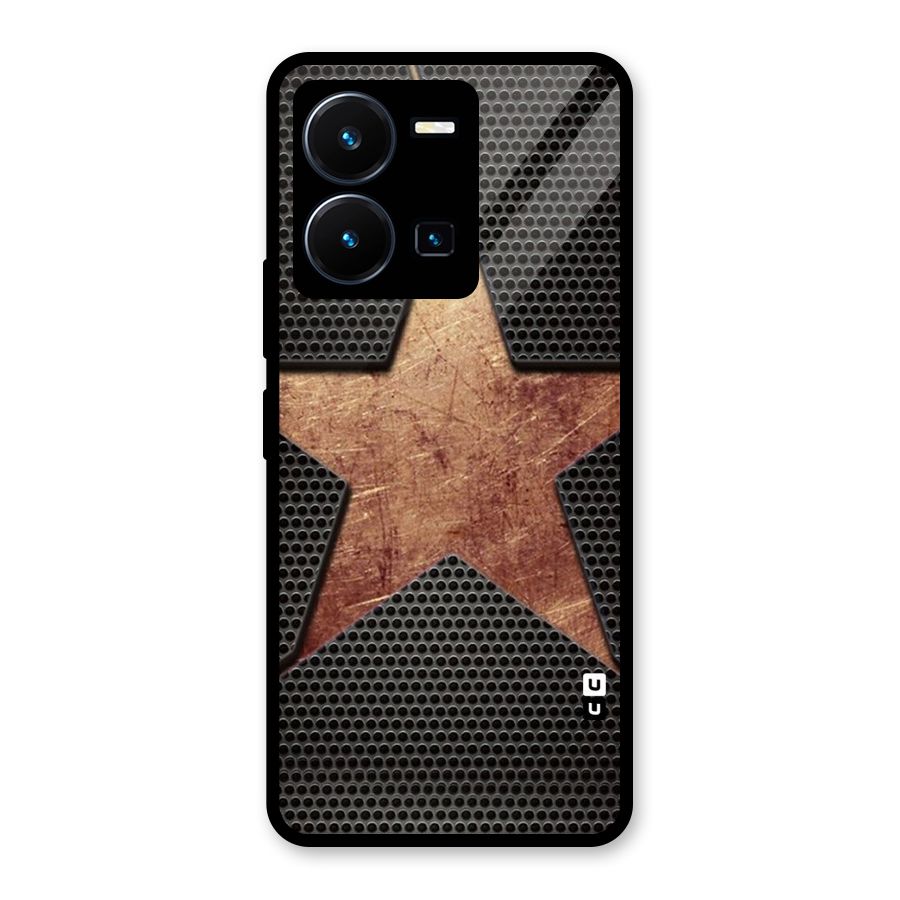 Rugged Gold Star Glass Back Case for Vivo Y35