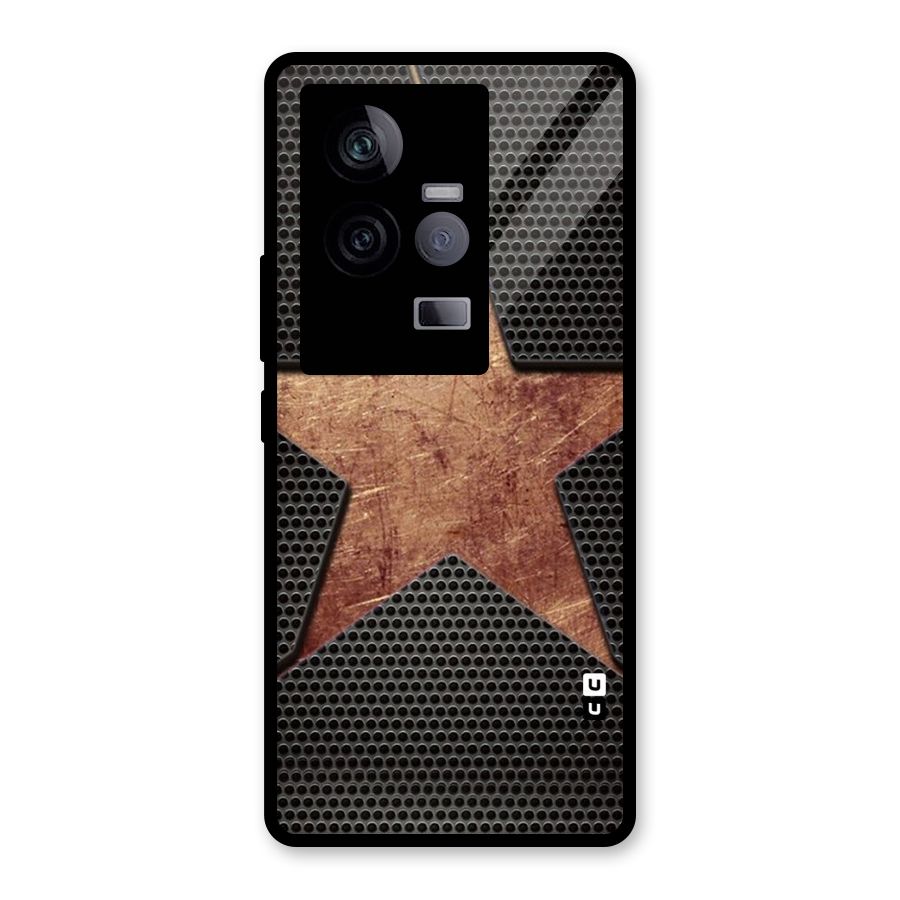 Rugged Gold Star Glass Back Case for Vivo iQOO 11 5G