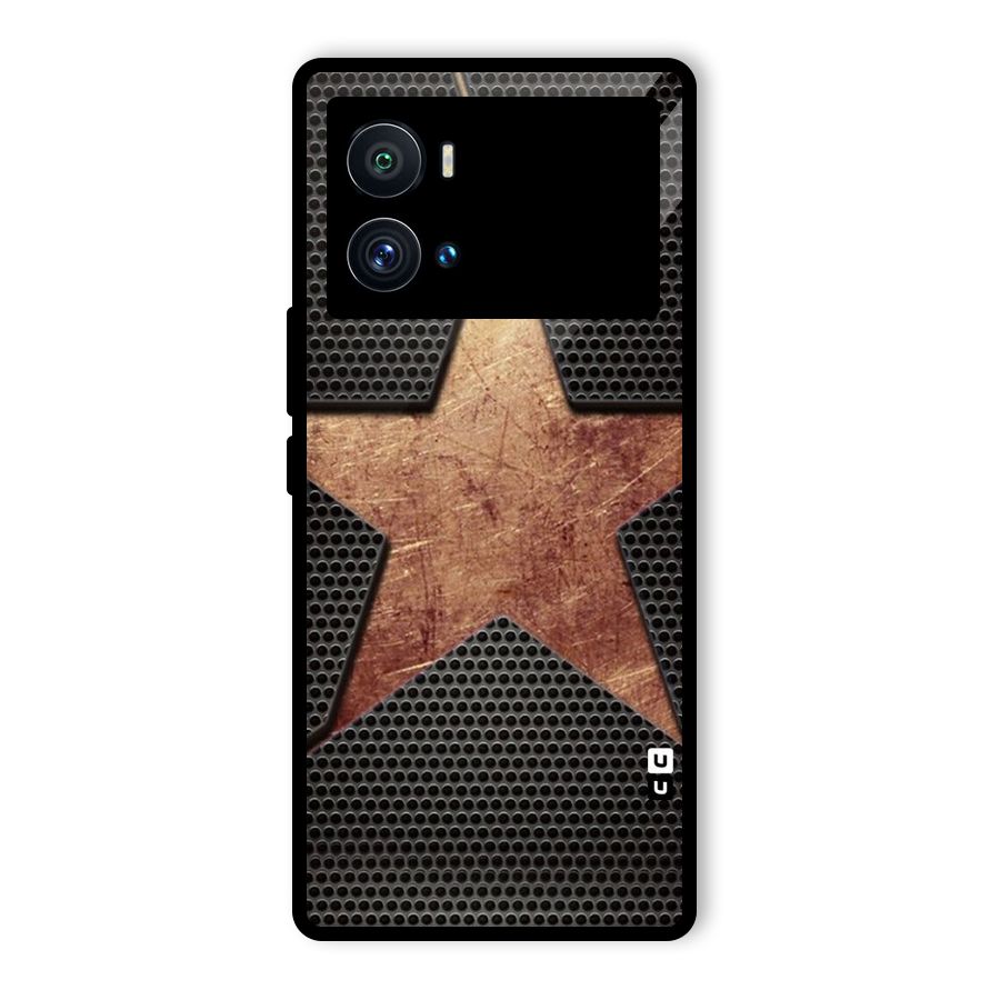 Rugged Gold Star Glass Back Case for Vivo iQOO 9 Pro