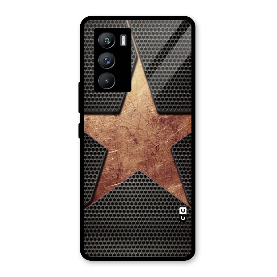 Rugged Gold Star Glass Back Case for Vivo iQOO 9 SE