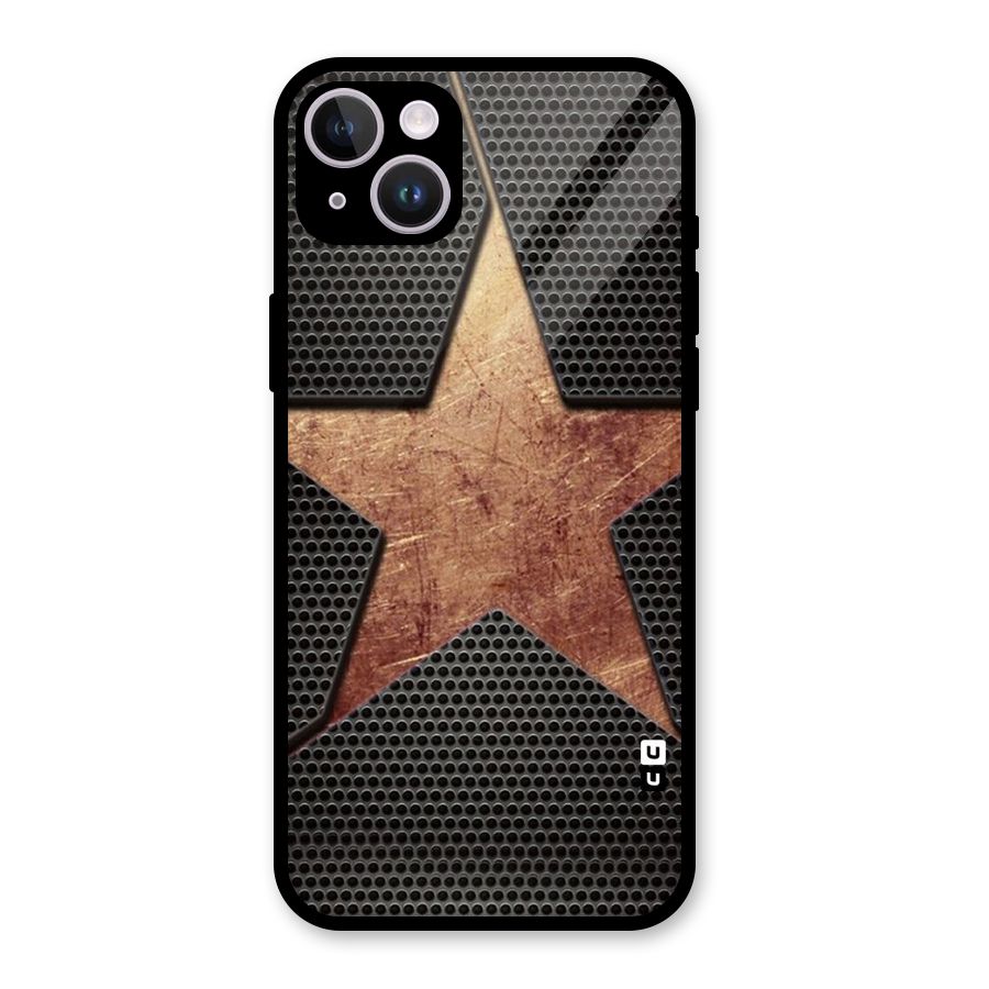 Rugged Gold Star Glass Back Case for iPhone 14 Plus
