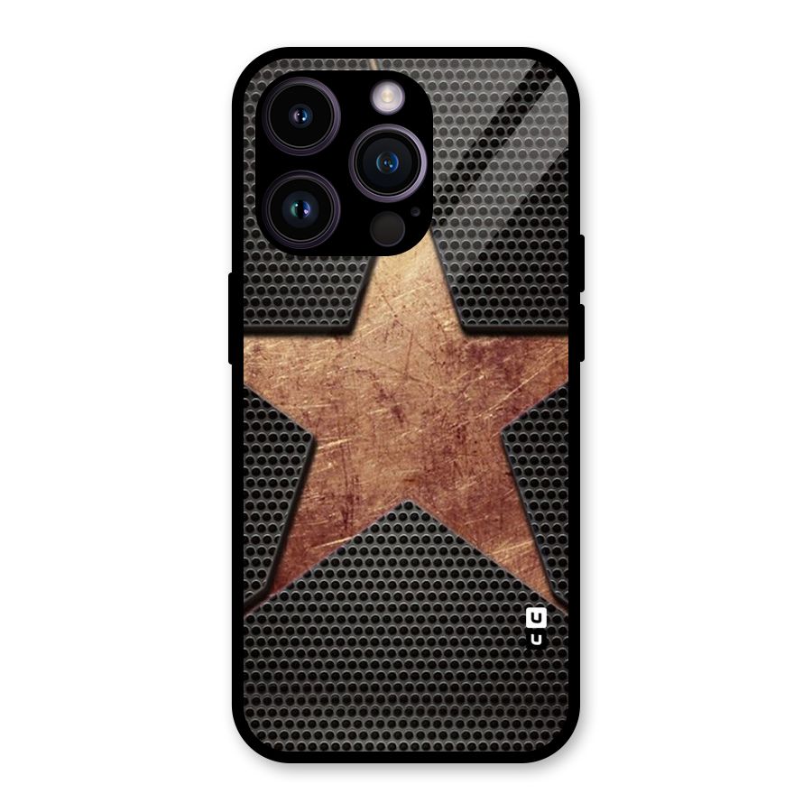 Rugged Gold Star Glass Back Case for iPhone 14 Pro