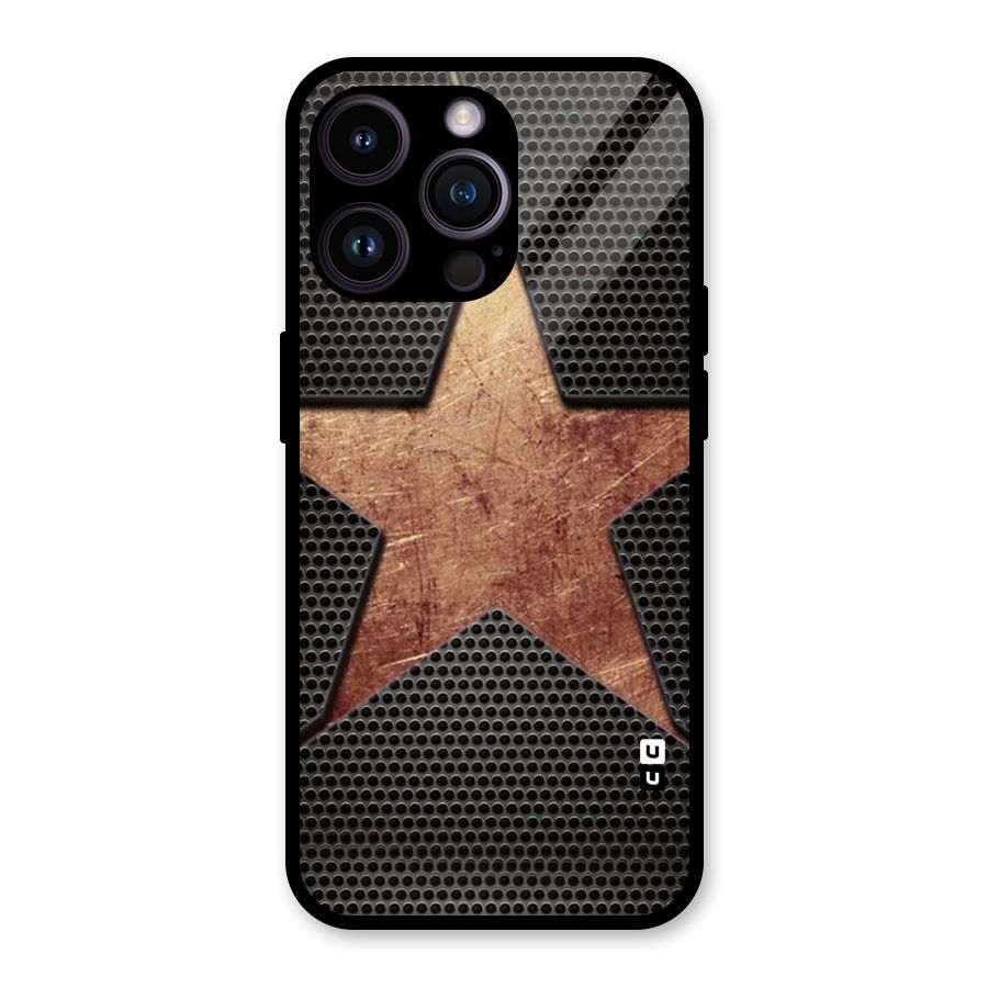 Rugged Gold Star Glass Back Case for iPhone 14 Pro Max