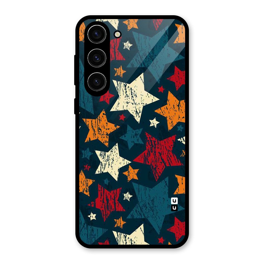 Rugged Star Design Glass Back Case for Galaxy S23 Plus