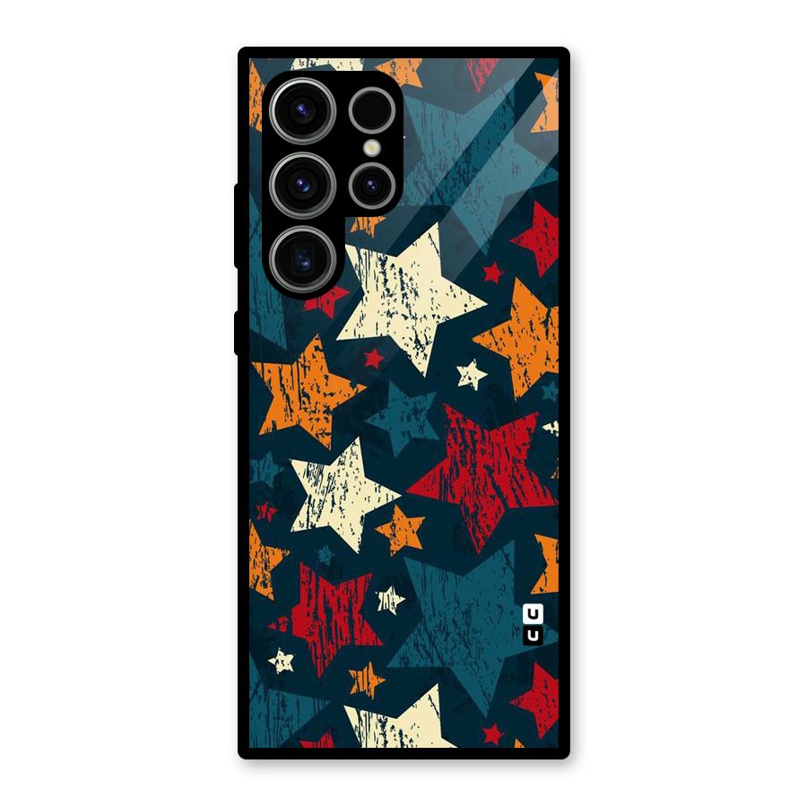 Rugged Star Design Glass Back Case for Galaxy S23 Ultra