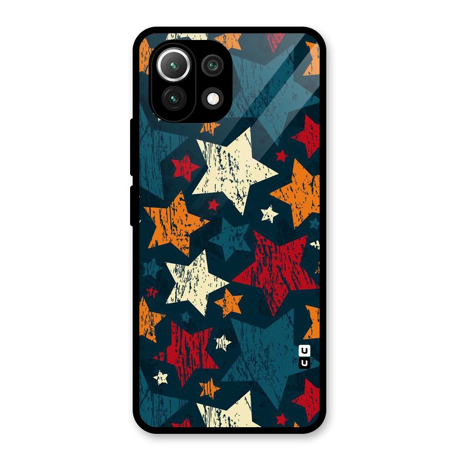 Rugged Star Design Glass Back Case for Mi 11 Lite