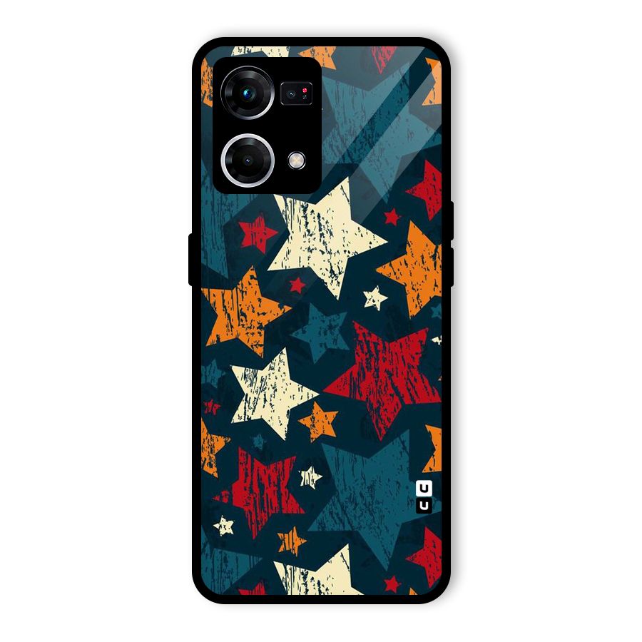 Rugged Star Design Glass Back Case for Oppo F21 Pro 5G