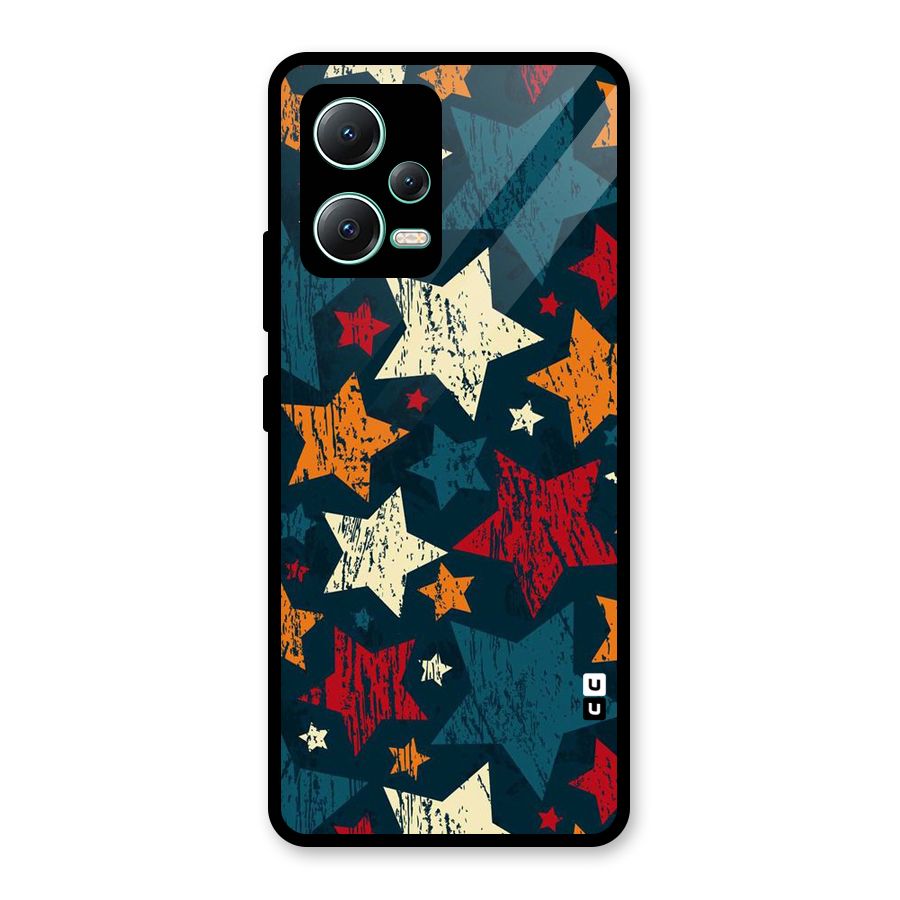 Rugged Star Design Glass Back Case for Redmi Note 12 5G