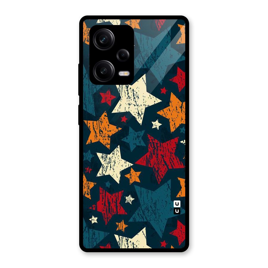 Rugged Star Design Glass Back Case for Redmi Note 12 Pro