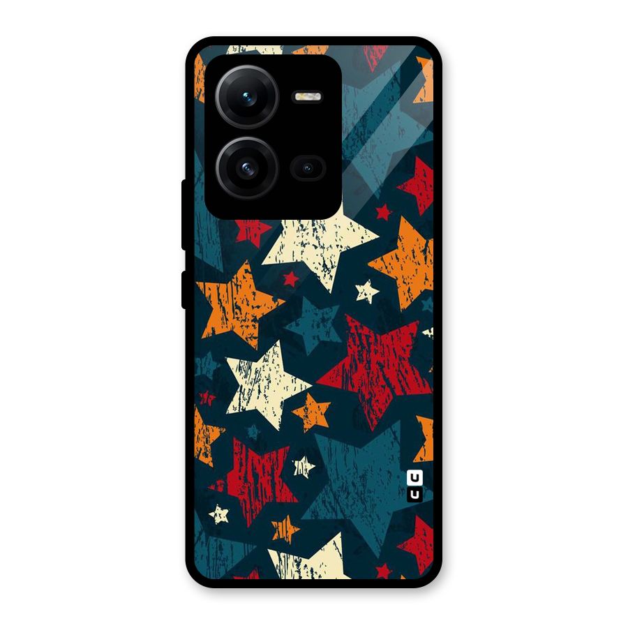 Rugged Star Design Glass Back Case for Vivo V25