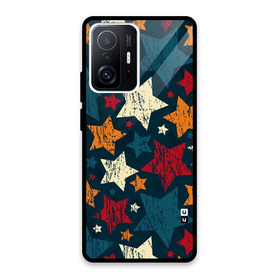 Rugged Star Design Glass Back Case for Xiaomi 11T Pro
