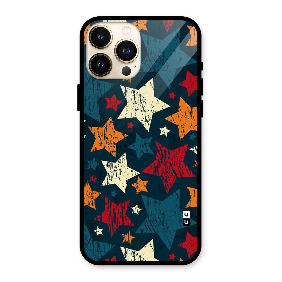 Rugged Star Design Glass Back Case for iPhone 13 Pro Max