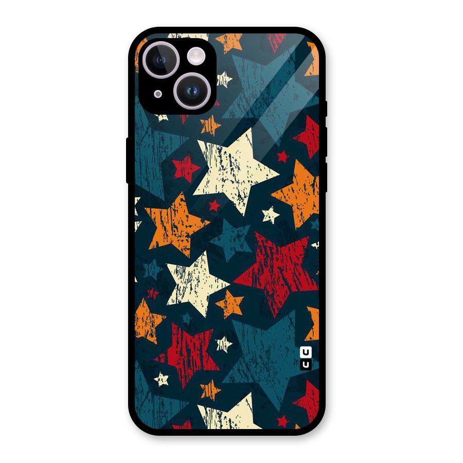 Rugged Star Design Glass Back Case for iPhone 14 Plus