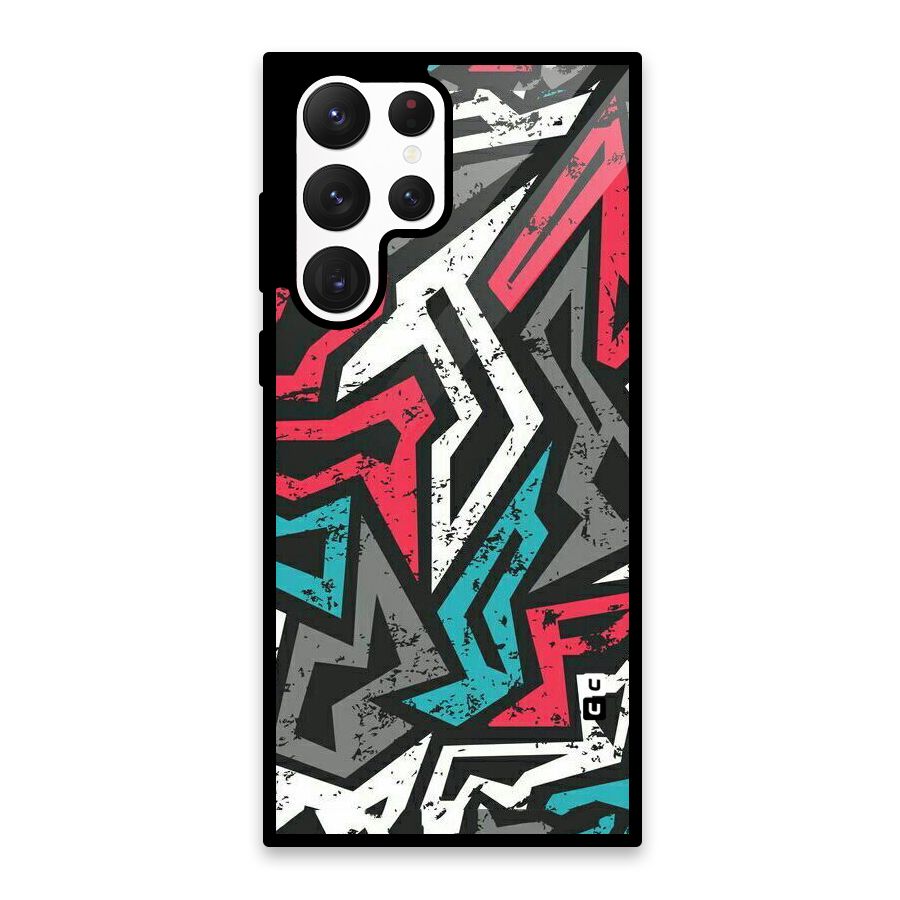 Rugged Strike Abstract Glass Back Case for Galaxy S22 Ultra 5G