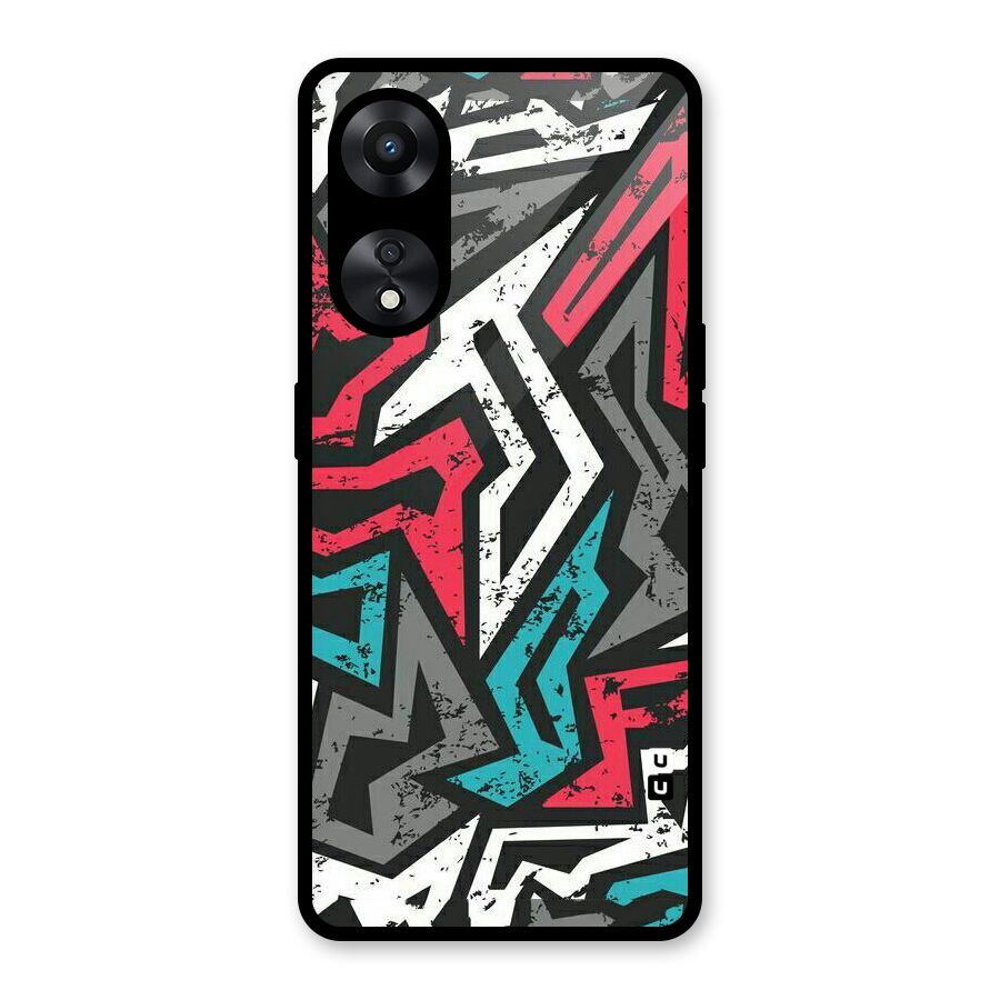 Rugged Strike Abstract Glass Back Case for Oppo A78