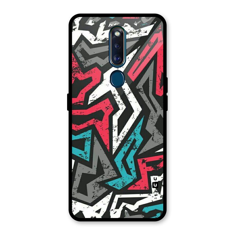 Rugged Strike Abstract Glass Back Case for Oppo F11 Pro