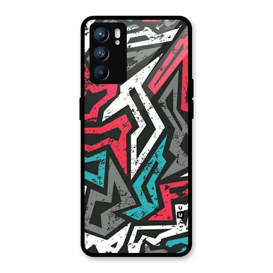 Rugged Strike Abstract Glass Back Case for Oppo Reno6 5G