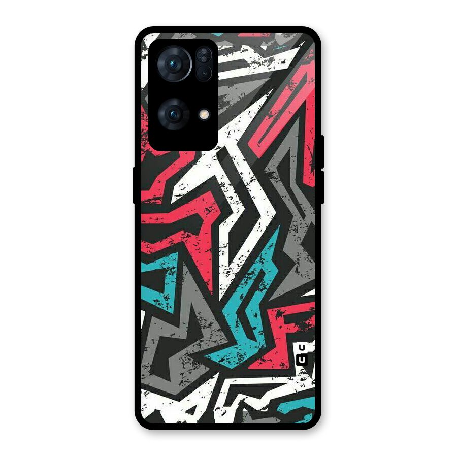 Rugged Strike Abstract Glass Back Case for Oppo Reno7 Pro 5G
