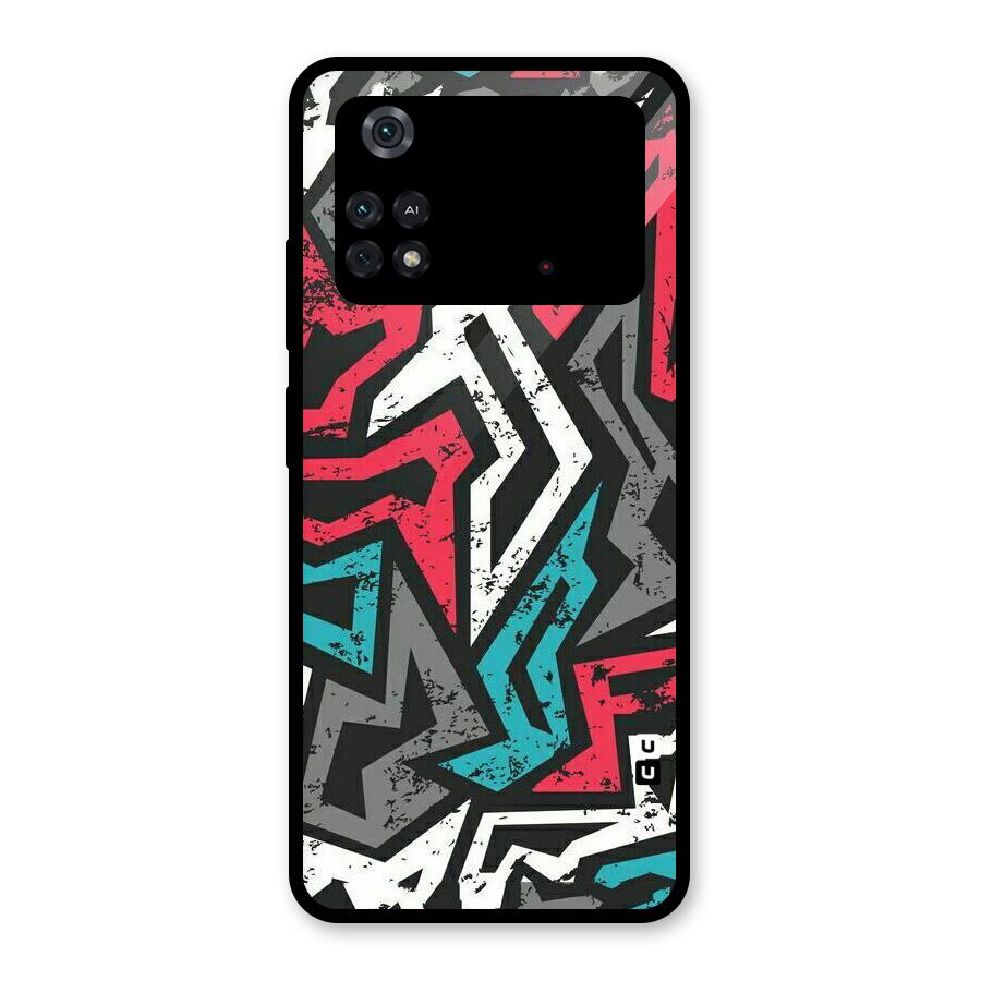 Rugged Strike Abstract Glass Back Case for Poco M4 Pro 4G