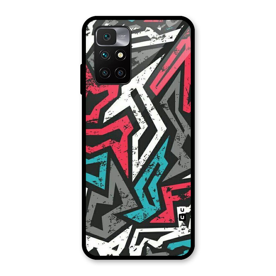 Rugged Strike Abstract Glass Back Case for Redmi 10 Prime