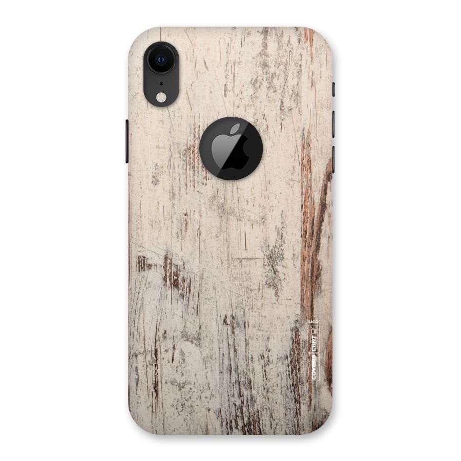Rugged Wooden Texture Back Case for iPhone XR Logo Cut