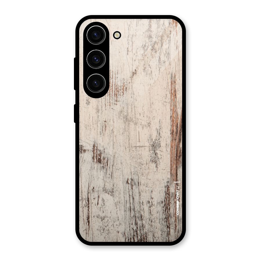 Rugged Wooden Texture Glass Back Case for Galaxy S23