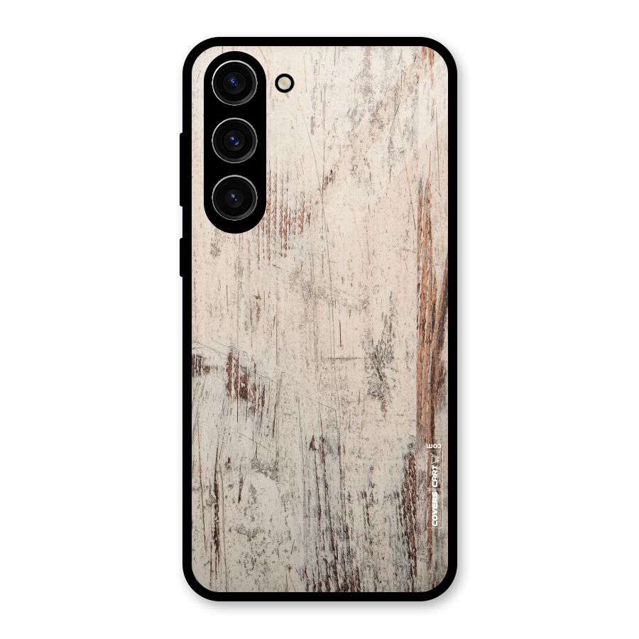 Rugged Wooden Texture Glass Back Case for Galaxy S23 Plus