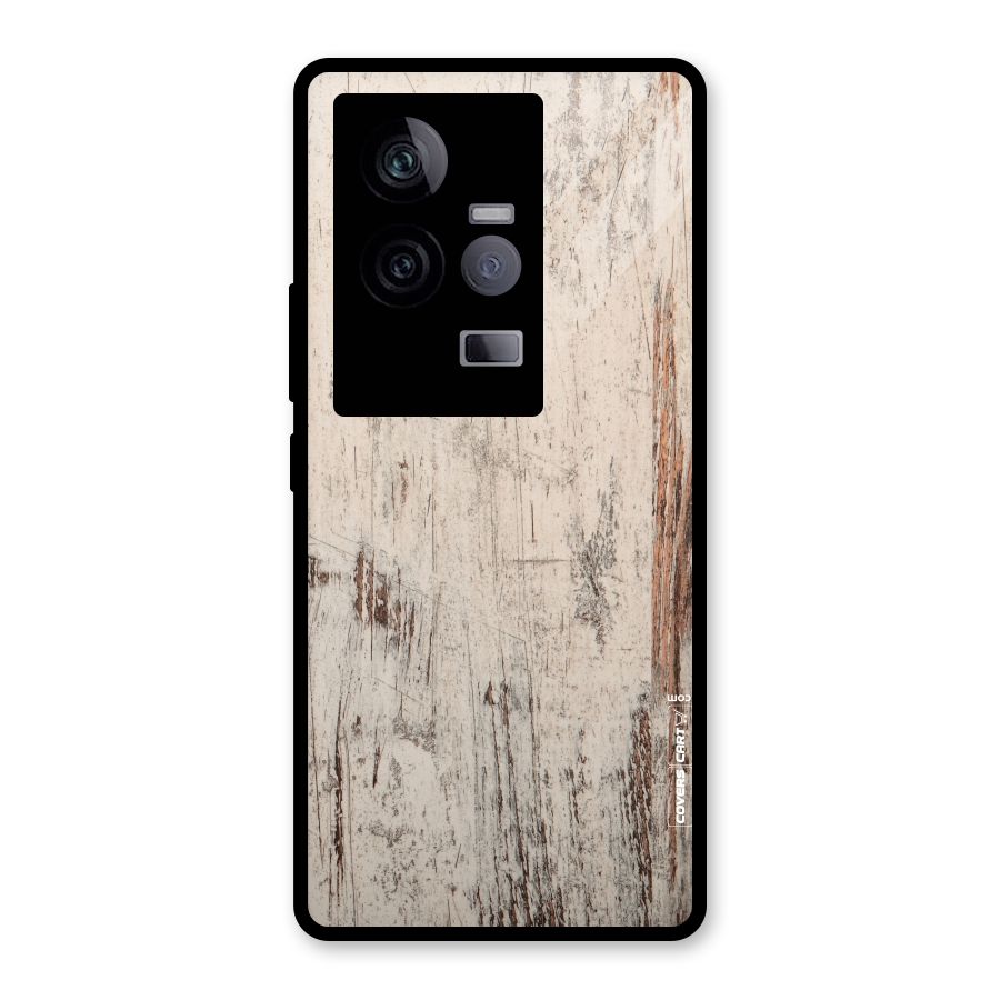 Rugged Wooden Texture Glass Back Case for Vivo iQOO 11 5G