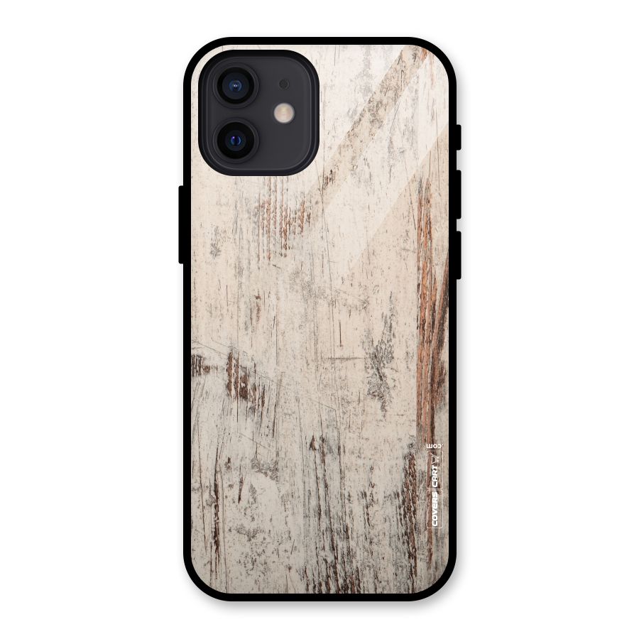 Rugged Wooden Texture Glass Back Case for iPhone 12