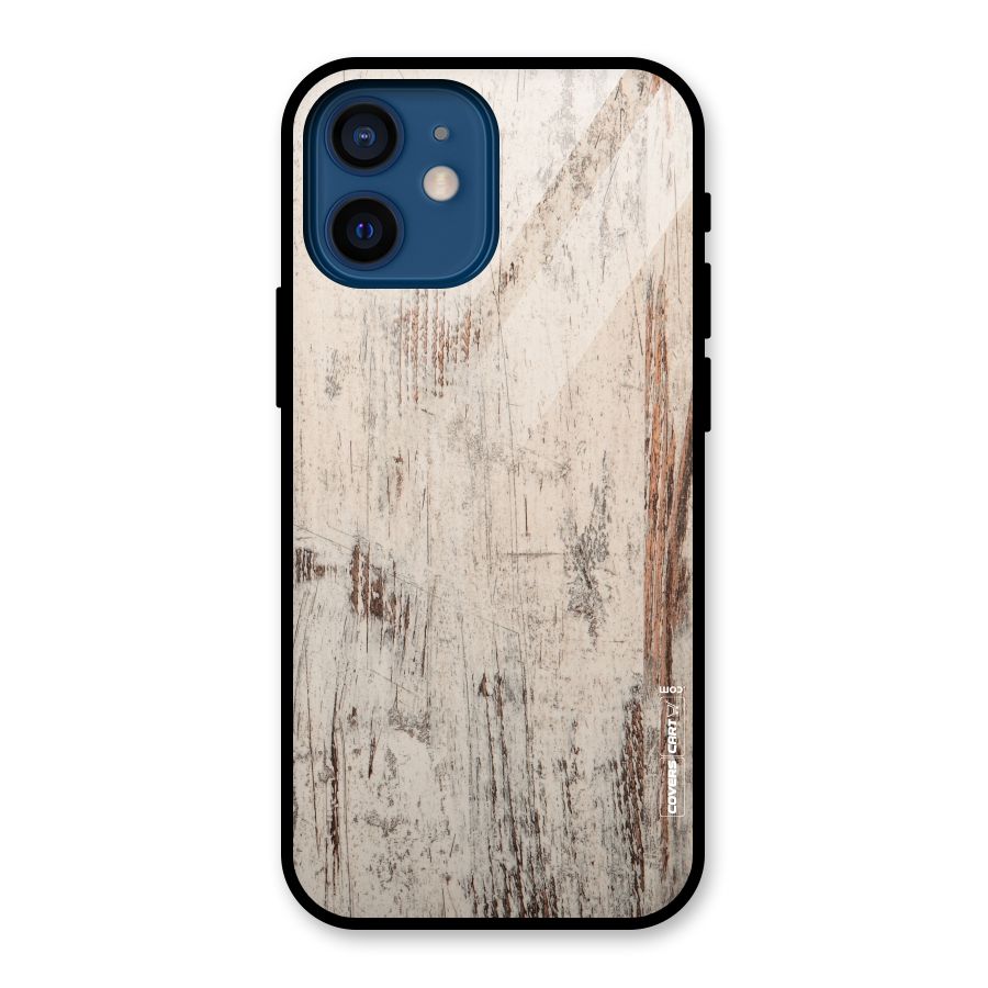 Rugged Wooden Texture Glass Back Case for iPhone 12 Mini