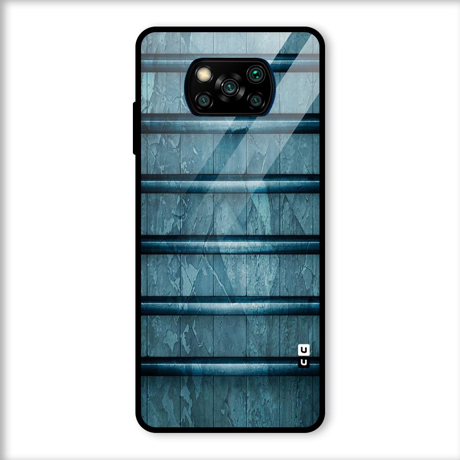 Rustic Blue Shelf Glass Back Case for Poco X3