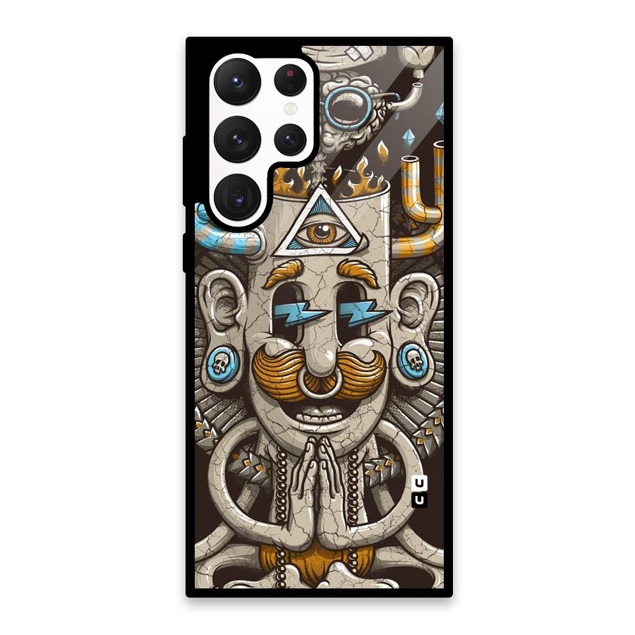 Sculpture Design Glass Back Case for Galaxy S22 Ultra 5G