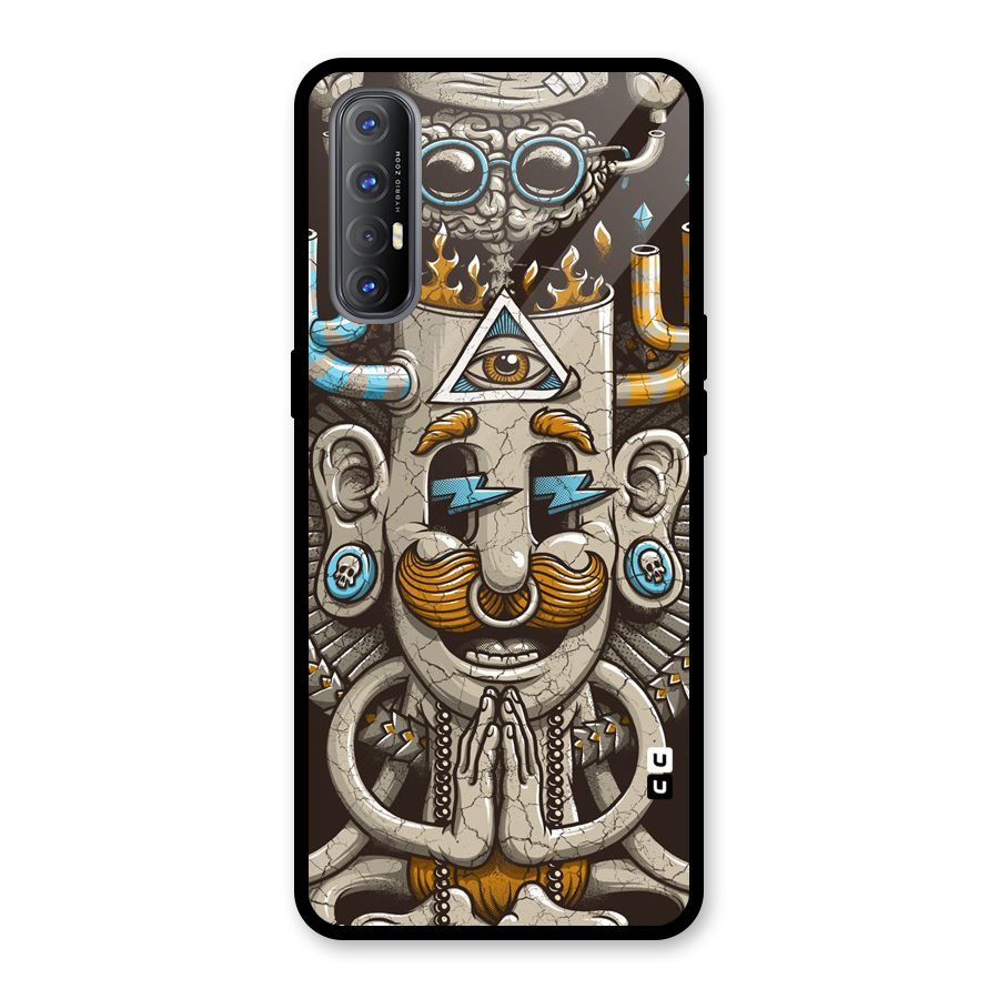 Sculpture Design Glass Back Case for Oppo Reno3 Pro