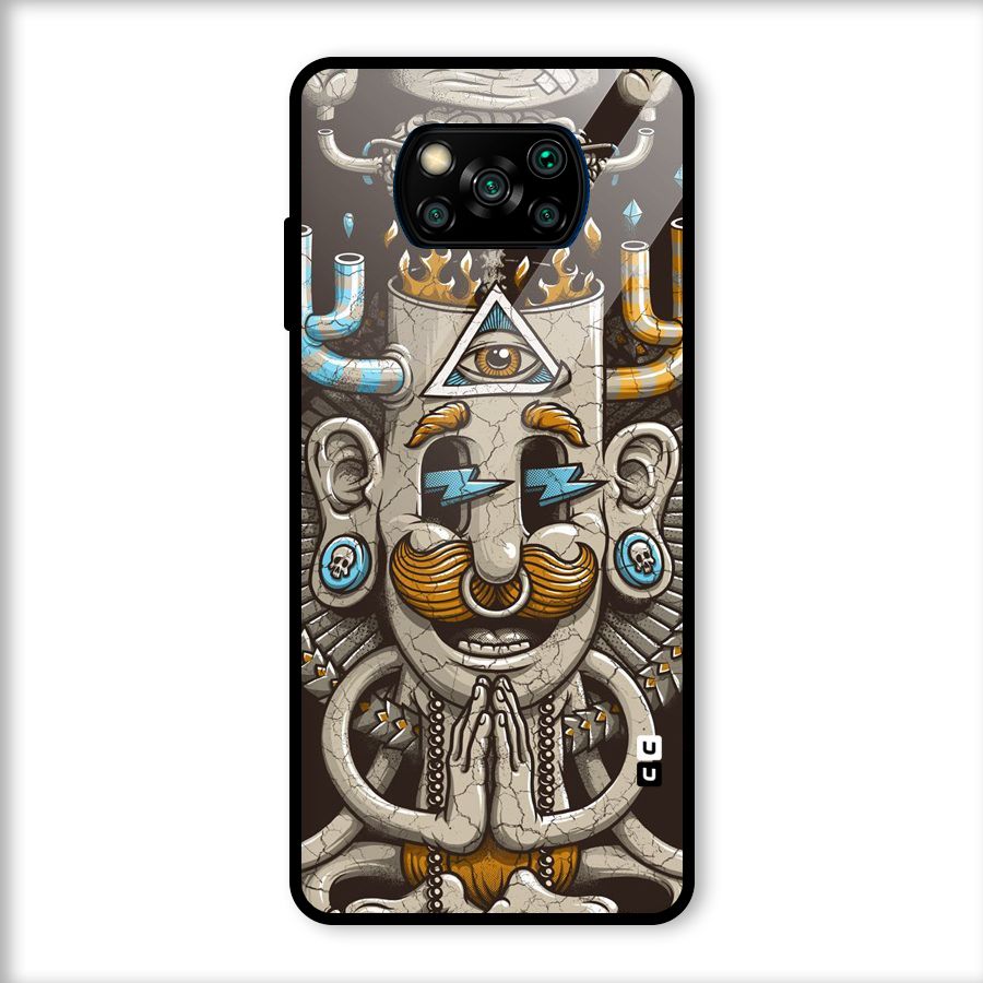 Sculpture Design Glass Back Case for Poco X3