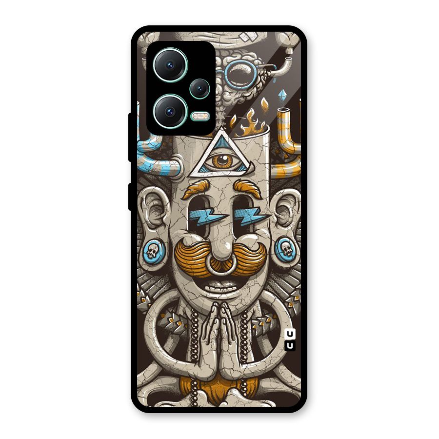 Sculpture Design Glass Back Case for Redmi Note 12 5G