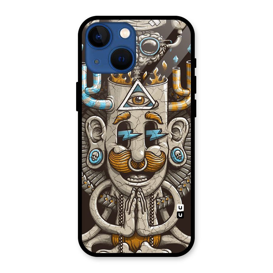 Sculpture Design Glass Back Case for iPhone 13 Mini