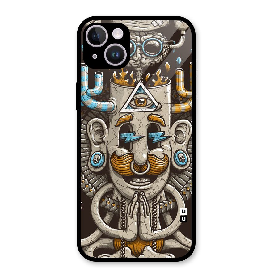 Sculpture Design Glass Back Case for iPhone 14 Plus