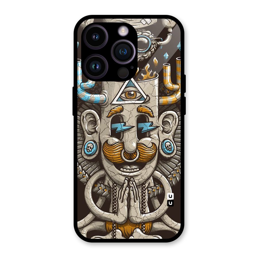 Sculpture Design Glass Back Case for iPhone 14 Pro