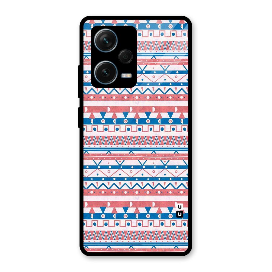 Seamless Ethnic Pattern Glass Back Case for Redmi Note 12 Pro Plus 5G