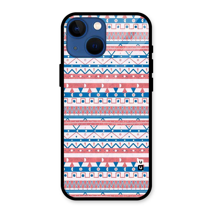 Seamless Ethnic Pattern Glass Back Case for iPhone 13 Mini