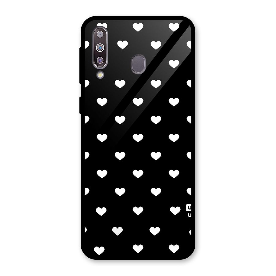 Seamless Hearts Pattern Glass Back Case for Galaxy M30