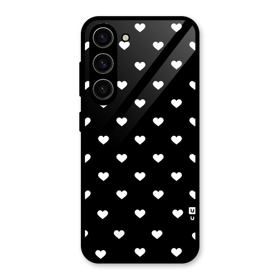 Seamless Hearts Pattern Glass Back Case for Galaxy S23