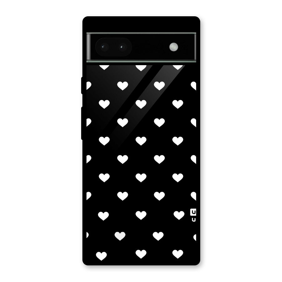 Seamless Hearts Pattern Glass Back Case for Google Pixel 6a