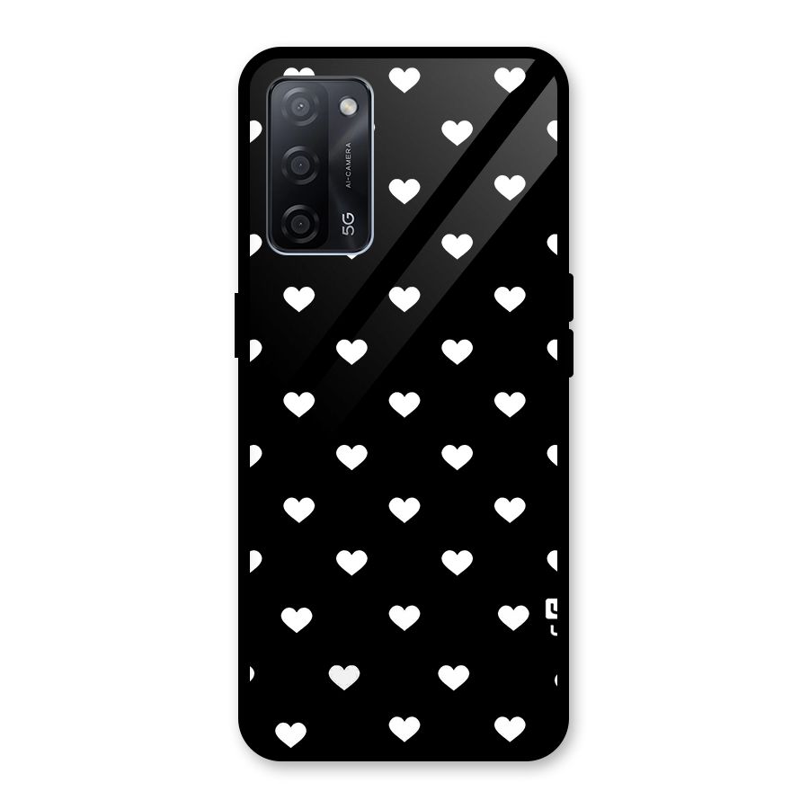Seamless Hearts Pattern Glass Back Case for Oppo A53s 5G