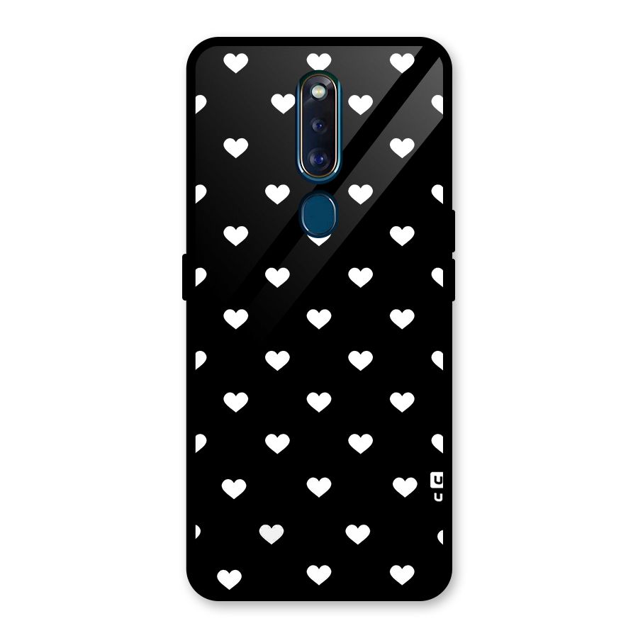 Seamless Hearts Pattern Glass Back Case for Oppo F11 Pro