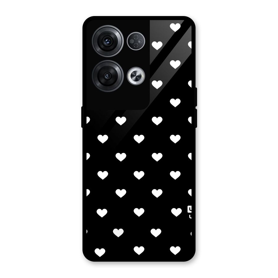 Seamless Hearts Pattern Glass Back Case for Oppo Reno8 Pro 5G