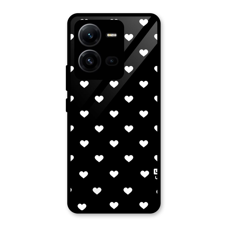 Seamless Hearts Pattern Glass Back Case for Vivo V25